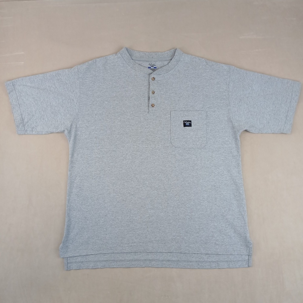 Walls Workwear Large Mens‎ Henley T Shirt Boxy Gray 23x28 Pocket Heavyweight